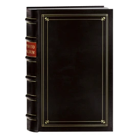Pioneer Photo 204-Pocket Ring Bound Photo Album for 4 by 6-Inch Prints, Black Bonded Leather with Gold Accents Cover
