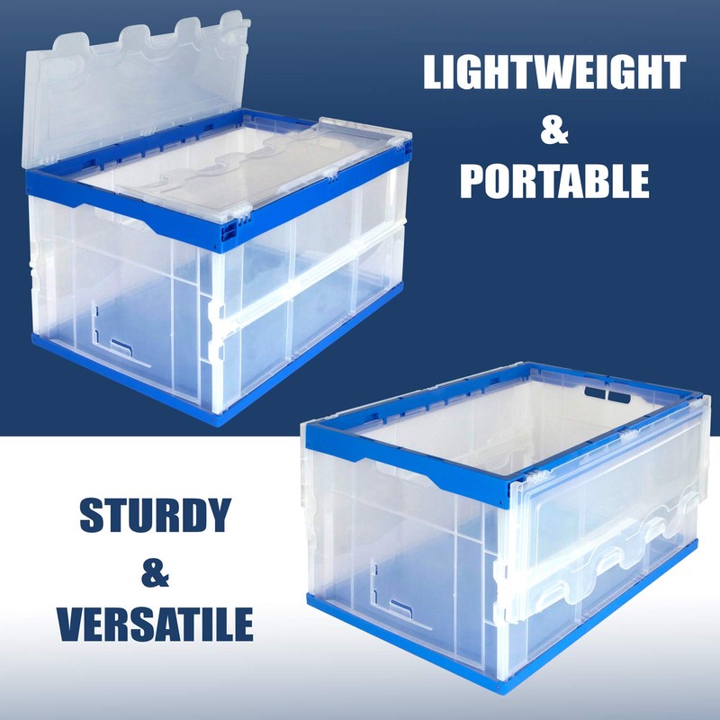 MOUNT-IT! Collapsible Storage Bin with Attached Lid [65 Liter] Folding