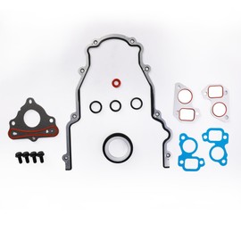 KAX Timing Cover Gasket Set & LS Camshaft Thrust Retainer Plate Gasket & Crankshaft Seal, for Chevy Silverado 1500 Tahoe Suburban, GM Gen III IV V LS1 LT1 L86 L84 LT4 LQ4 LS2 LS3, 4.8/5.3/5.7/6.0/6.2L