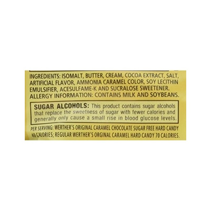 Werthers Werther's Sugar Free Caramel Chocolate Creamy Hard Candy 1/2