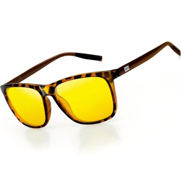 KANASTAL Brown Night Driving Glasses Womens Leopard Yellow Tinted Glasses