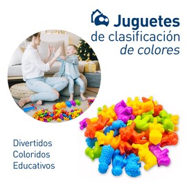 Bluelander Set de Juguetes de Clasificación de Colores, 44 Piezas, Juegos Didacticos, Juguetes Educativos, Desarrollo Cognitivo, Juguetes Didácticos para Niños, No Tóxico, Sin BPA (Animales)