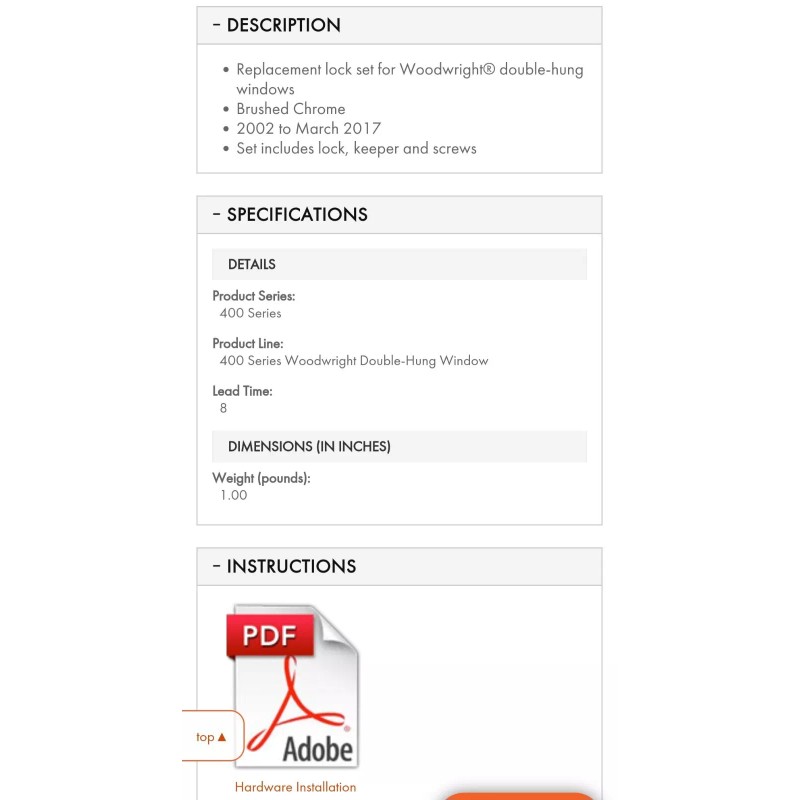 ANDERSEN: Double Hung Windows Sash Lock Set (1 ea)- Brushed