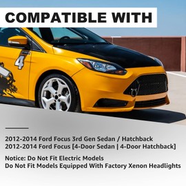 Reinko Headlights Assembly For 2012 2013 2014 Ford Focus 3th Pre-Facelift,Halogen Headlamp Black Housing,1x Pair Head Light Assembly Set