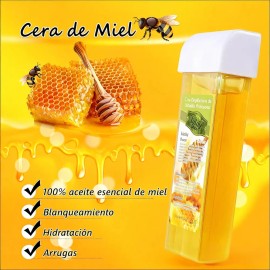 Fundidor Cera Roll On Portátil Elimina El Vello Rápidamente,con 2 Caja De Depilación(sabores De Miel Y Rosa) Y 1 Bolsa De Papel Depilatorio.apto Para Todo Tipo De Piel.adecuada Para Rostro, Axilas.
