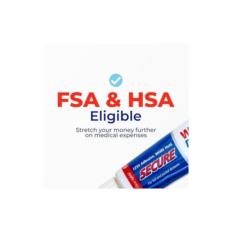 GUM - Secure, Adhesivo para Dentaduras, 40g, Sujeción Fuerte, Pegamento