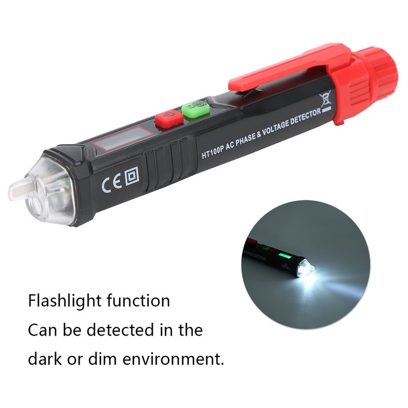 HT100P HandHeld NonContact Intelligent Test Pen Voltage Detector with Flashlight