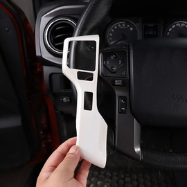 LLKUANG Car Steering Wheel Moulding Chrome Cover Trims Stickers Fit for Toyota Tundra 2014-2021 Tacoma 2016-2022 ABS Steering Wheel Cover Trim Accessories(White,3+2 Holes Style)