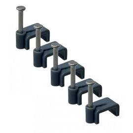 On1shelf® Flat Grey 14.0 mm Cable Clips, Bag of 50, Skirting Wire Nail Clips, Cable Tacks for Ethernet, Electrical Cables, Walls