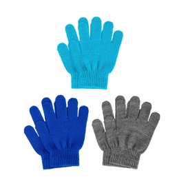 3 Pairs Kids Winter Magic Gloves Children Stretchy Warm Gloves Knit Mitten Gloves for Boys Girls Riding Cycling Bike Outdoors Sports (Gray, Sky Blue, Lake Blue, M)