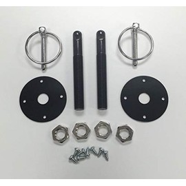 Muscle Car Black Aluminum 3/16" Flip-Over Style Hood Pin Set 1/2" Studs