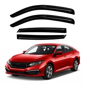 Fullux rainguards Compatible with 2016-2021 Honda Civic Hatchback Rain Guards