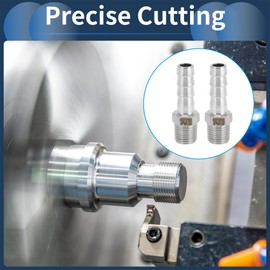 INFINAUTO Stainless Steel Barb Fittings, 25/64" Barb 1/4 BSPT Male Hose Barb Tubing Connector for Air Water Oil Gas Fuel, 2 Pcs