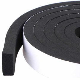 AMXIKIN High Density Foam Rubber Anti-collision Soundproof Insulation Sponge Cushion Tape Rubber Sponge Window Entrance Sliding Door Gap Sealing Sash Black Thickness 0.2 x Width 0.6 x Length 16.8 ft