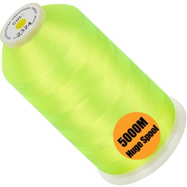 New brothread - Single Huge Spool 5000M Each Polyester Embroidery Machine Thread 40WT for Commercial and Domestic Machines - Neon Green