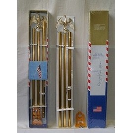 AES 6' Flag Pole Kit Gold Color with Eagle Top (3/4" Diameter Eagle Topper Steel Bracket)