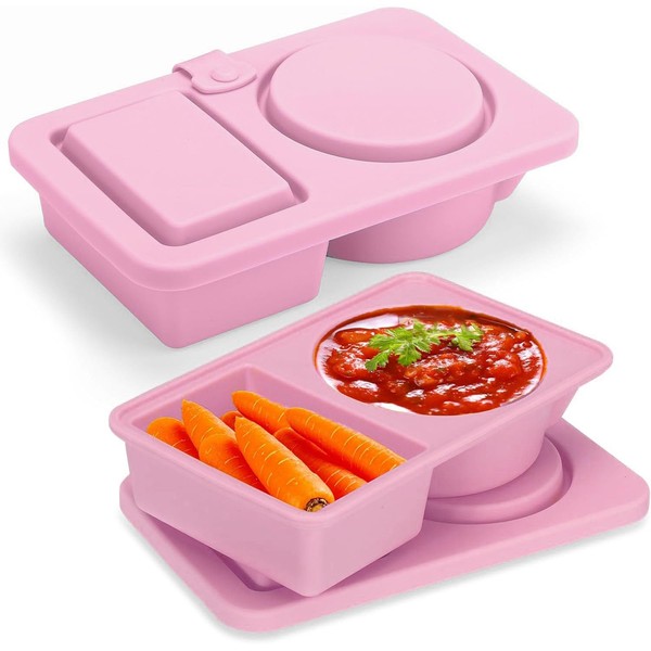 1 paquete de recipientes reutilizables de silicona con tapas, contenedores