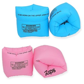 Roll-On/Off Arm Floaties for Kids 6-12 Years and Adult-2 Pack Swim Floaty with Dual Valves, Great Buoyancy Pool Float & Water Wing for Toddler to Teen, Inflatable Swimmies for 30-150LBS (Blue & Pink)