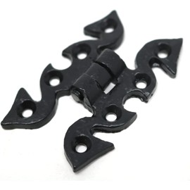 Black Butterfly Hinges with Rustic Ornate Design 45mm Antique Cast Iron Fancy Cabinet Door Hinge with Matching Screw Decorative Hinges Door Furniture Pack of 2.