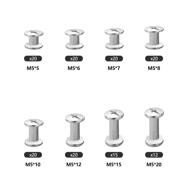 JJWNMLL 20 Sets Chicago Screw Posts, Rivet Chicago Binding Screws,