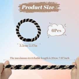 6 Pcs Hair Ties, Stylish Hair Bobbles for Women Sweet Hair Ties No Damage Elastic Nylon Soft Ponytail Holder for Women Girls Thick/Medium/Long Hair (Black)