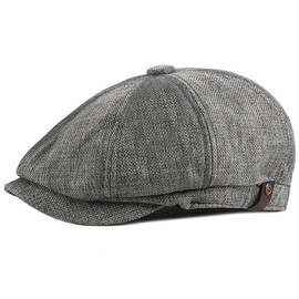 BQCWOXF Newsboy Cap for Men 8 Panel Vintage Cabbie News Flat Gatsby Mens Hats Adjustable Linen Mens Hats（Dark Grey）