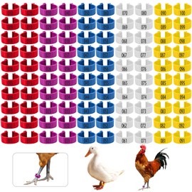 KINBOM Pack of 100 Chicken Leg Rings, 5 Colours Chicken Thigh Ring Clip Numbered Poultry Foot Rings Chicken Legs Bands Chicken Foot Tags for Ducks, Pigeons, Sea Goose, Poultry (16 mm)
