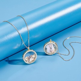 UNICRAFTALE Photo Pendants, Stainless Steel Crystal Locket Pendant, Flat and Round, DIY Photo Necklaces, Manufacturing Set, Picture Frame for Necklaces, Jewellery Making, 30.5 mm