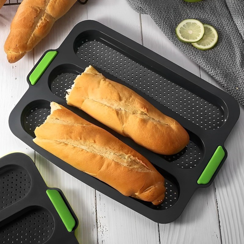 SNSYGN Baguette Baking Tray, 3 Cavity French Bread Pan Non-Stick