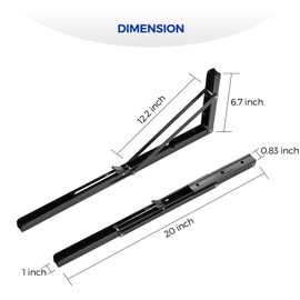 Ravinte -2 Pack 20 Inch Folding Shelf Brackets – Matte Black, Heavy Duty Collapsible Brackets for Tables and Benches – Space-Saving Design