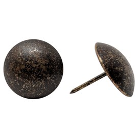 ComfortStyle Premium Upholstery Tacks, 1-inch Diameter Nailhead Pins, Large Decorative Trim for Furniture (25, Dark Antique Brass)