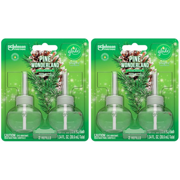 Glade Scented Oil Refills - Pine Wonderland - Holiday Collection 2020-2 Count Oil Refills Per Package - Pack of 2 Packages