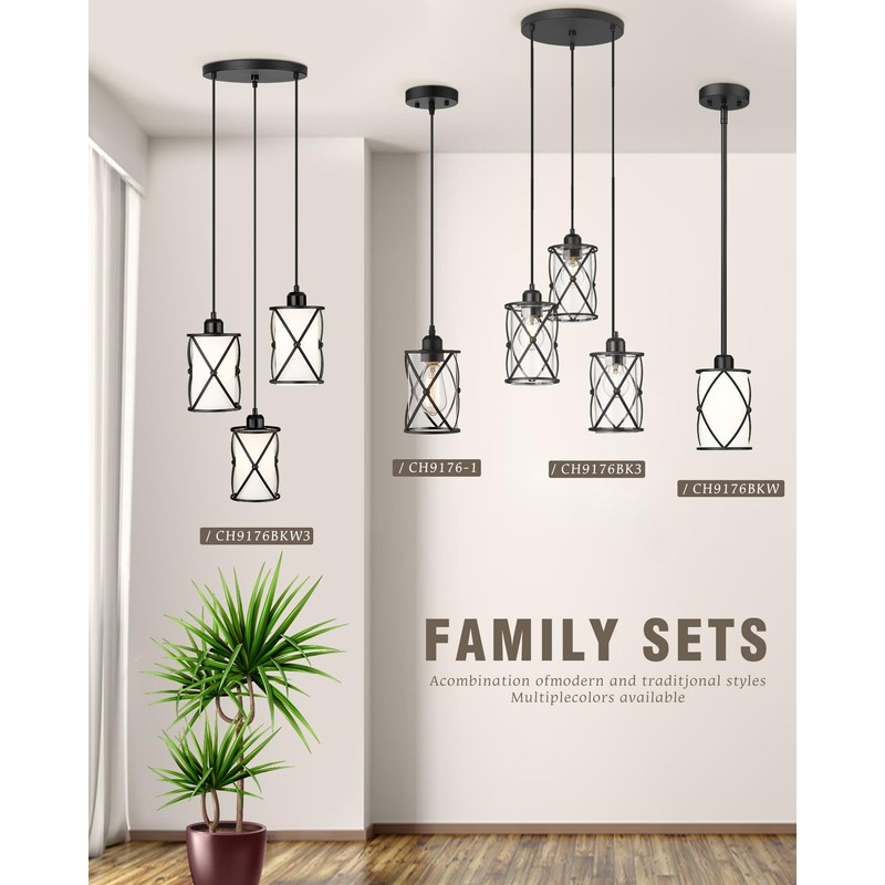 Osimir 3-Light Dining Room Chandelier Light Fixtures, Black Pendant Lighting