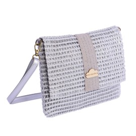 DON ALGODON Women's Faro Shoulder Bag, Beach Bag, Summer Bag, Raffia Bag, silver