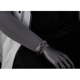 COOLSTEELANDBEYOND Vintage Viking Bracelet, Dual Dragon Head Clasp Franco Link Chain Curb Chain for Men Stainless Steel