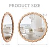 Irregular Wall Mirror,Wood Round Farmhouse Mirror Unique Vanity Mirror,20" Nature