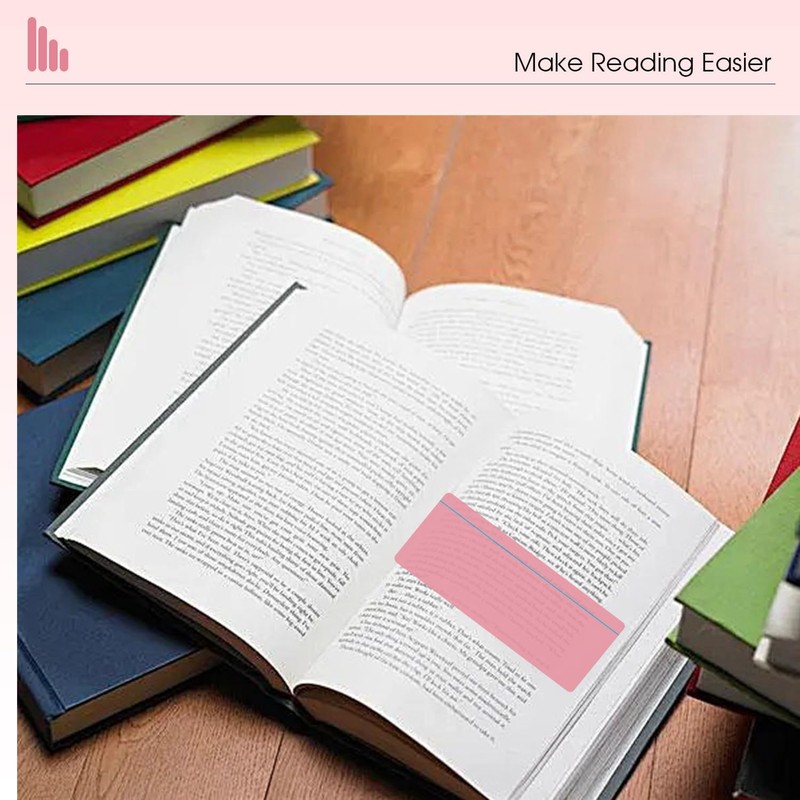 Guided Reading Highlight Strips,10 Pack Pink Overlays with Line, Bookmark