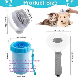 Dog Slicker Brush+Portable Dog Paw Cleaner+Pet Dog Grooming Bath Massage Brush,Fast, Comfortable And Clean,Dog Experience Massage