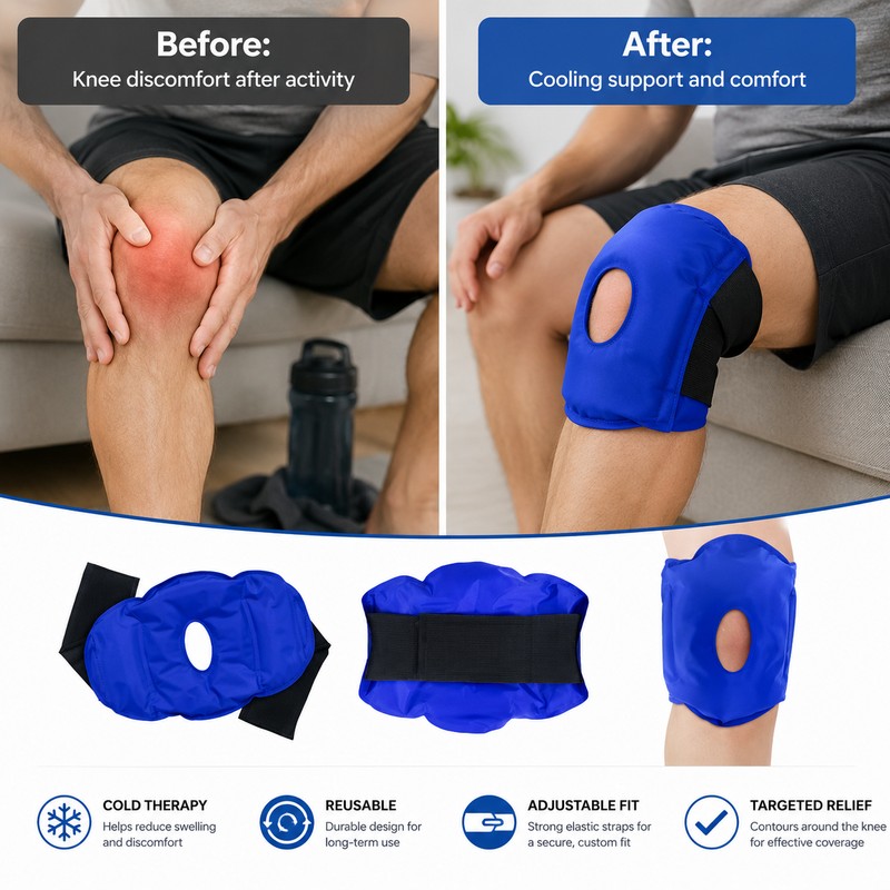 Reusable Knee Ice Pack Wrap for Hot & Cold Comfort