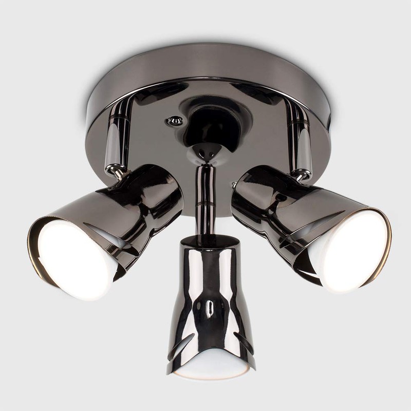 MiniSun Modern Black Chrome 3 Way Sleek Round Adjustable Ceiling