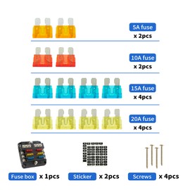SOYOND 12 Volt Fuse Block, Boat Marine Fuse Block Panel with LED Warning Indicator Damp-Proof Cover 6 Circuits Fuse Box with Negative Bus Fuse Panel for Car Boat RV Truck Dc 12-24v