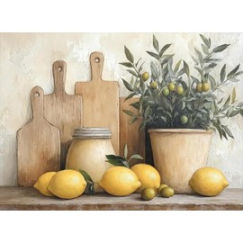 Diamond Art Kits for Adults Beginner, Rustic Farmhouse Yellow Lemon Diamond Kits 5D Diamond Dots Gem Art Crafts with Tools Round Full Drill Funny Crafts for Home Wall Decor&Gift 12x16 inch