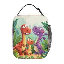 cromcu Dinosaur Lunch Box for Kids Aldults, Adorable Cartoon Animal Reusable Thermal Insulation Cooler Tote Bags, Dino Jungle Insulated Bag for Student, School Picnic Camping Travel, Gifts