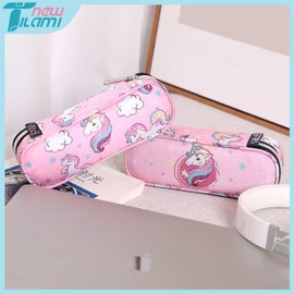 NEW TILAMI Pencil Bag Pouch Pen Bag Wide Opening Soft Quilted Pencil Pouch Organizer with Zipper Portable Pencil Bag for Teen Girls, Kawaii Cat-348
