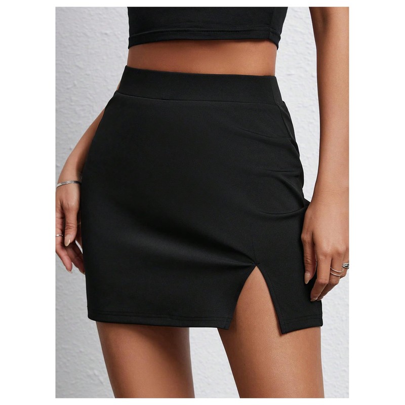 SOLY HUX Skirts for Women Split Bodycon Mini Skirt High