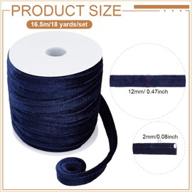 BENECREAT 18 Yards/16.4 m Medium Blue Velvet Bias Binding Tape, 12mm Wide Lip Cord Trim, Piping Trim with Piping Cord for Sewing Upholstery Trims for Clothing