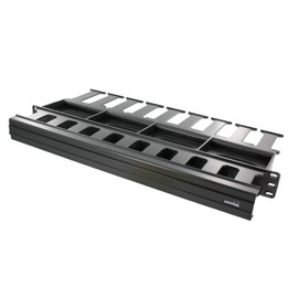 Leviton 491RU-HFR Horizontal Cable Management, 1RU, 1.5-inch by 3-inch Front and 1.5-inch by 4-inch Rear 1RU,Black