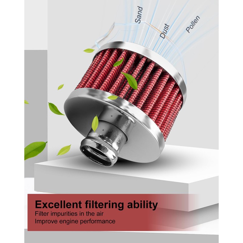 2Pcs Car Air Filter, Universal 23mm Air Intake Filter for