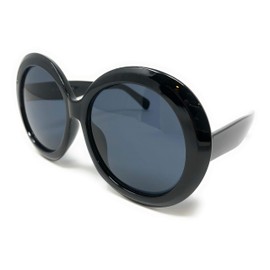 My Shades - Women's Oversize XL Circle Round Thick Frame Sunglasses (Black, Smoke)