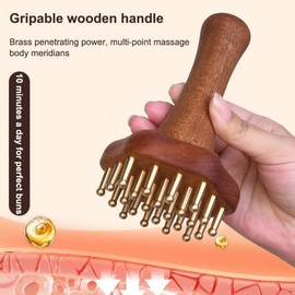 황동 구슬 마사지 괄사 빗 경락 브러시 핸들 포인트 내구성 있는 중국식 스파 지압 도구 Brass Ball Massage Comb Scratcher Brush Handle Point Durable Chinese Spa Acupressure Tool [01 A1]